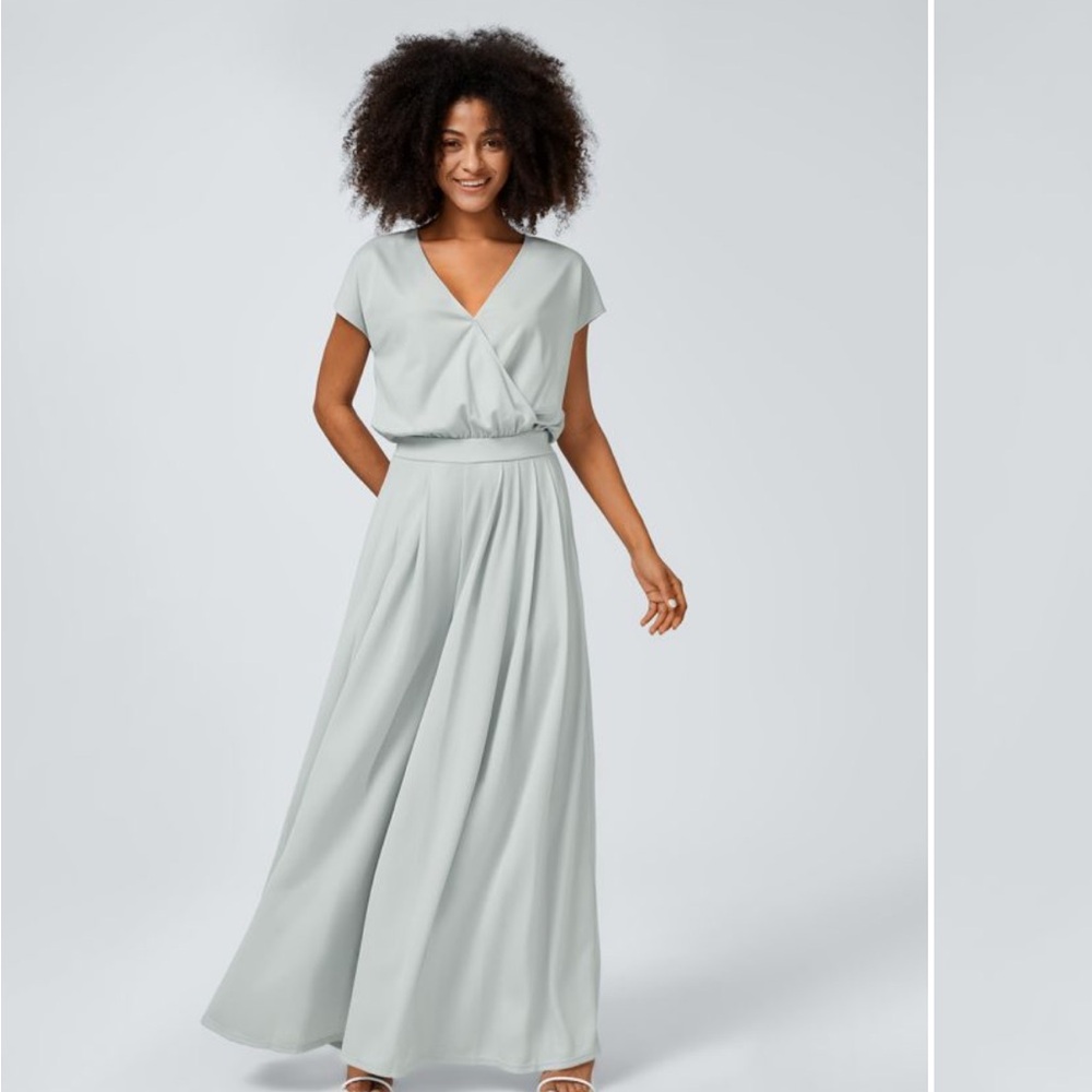 HALARA Wide Leg Waffle Jumpsuit, Large, Light Blue